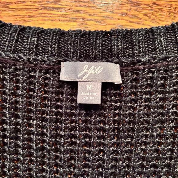 J Jill Sweater Cardigan Midi Black 55% Linen Women's Size M Boho - Picture 3 of 8